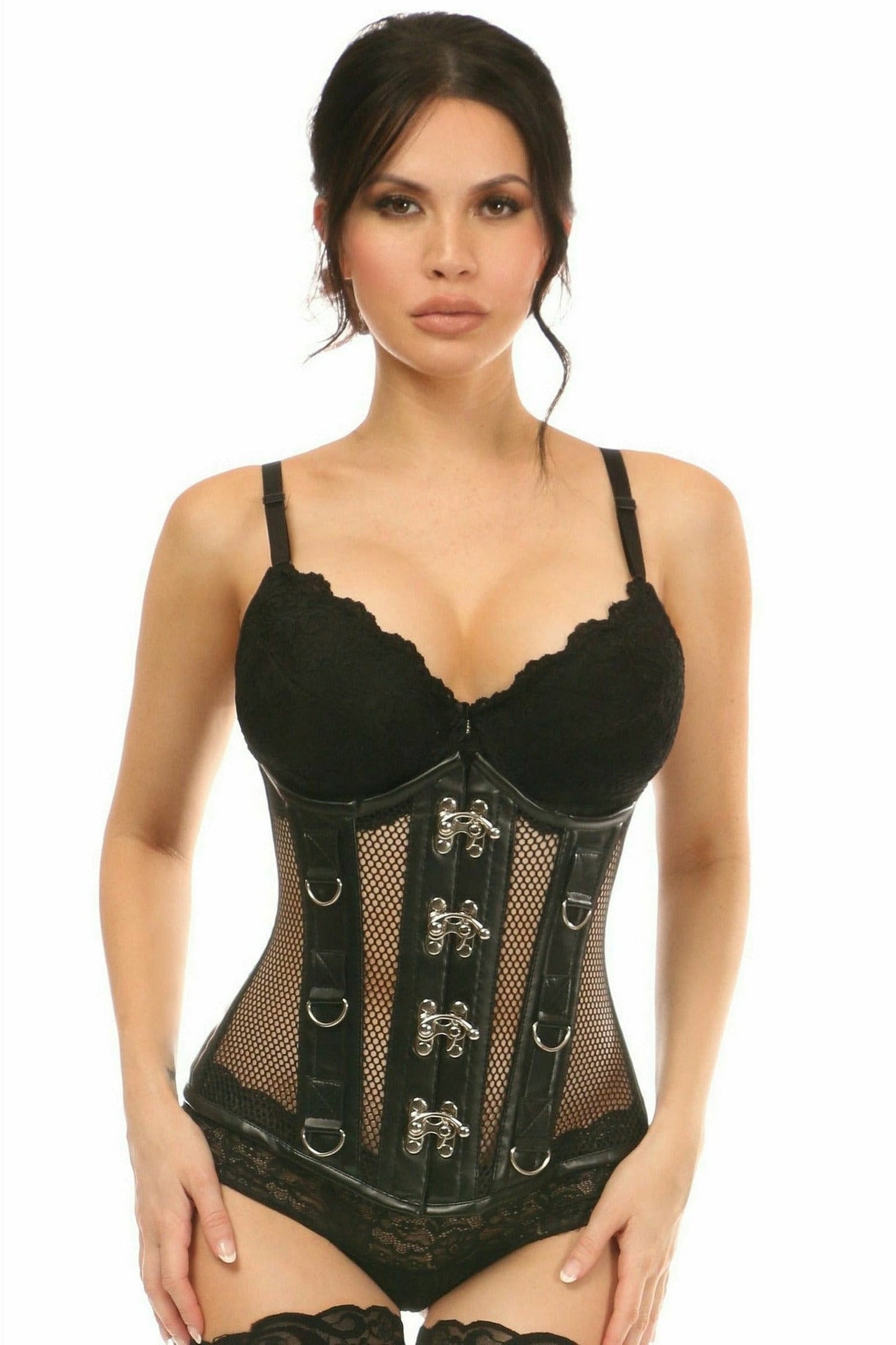 Top Drawer Steel Boned Fishnet Under Bust Corset