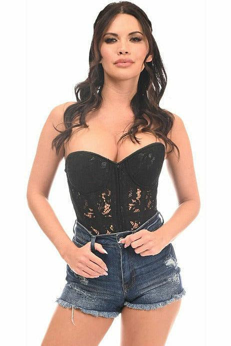 Top Drawer Black Underwire Sheer Lace Steel Boned Corset - Daisy Corsets