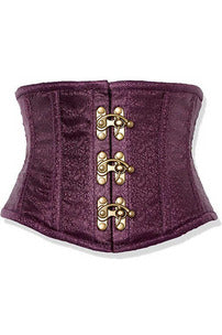 Top Drawer Plum Brocade Steel Boned Mini Cincher w/Clasps