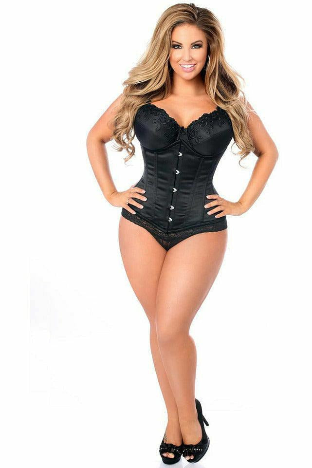 Top Drawer Black Steel Boned Underbust Corset w/Busk Closure - Daisy Corsets