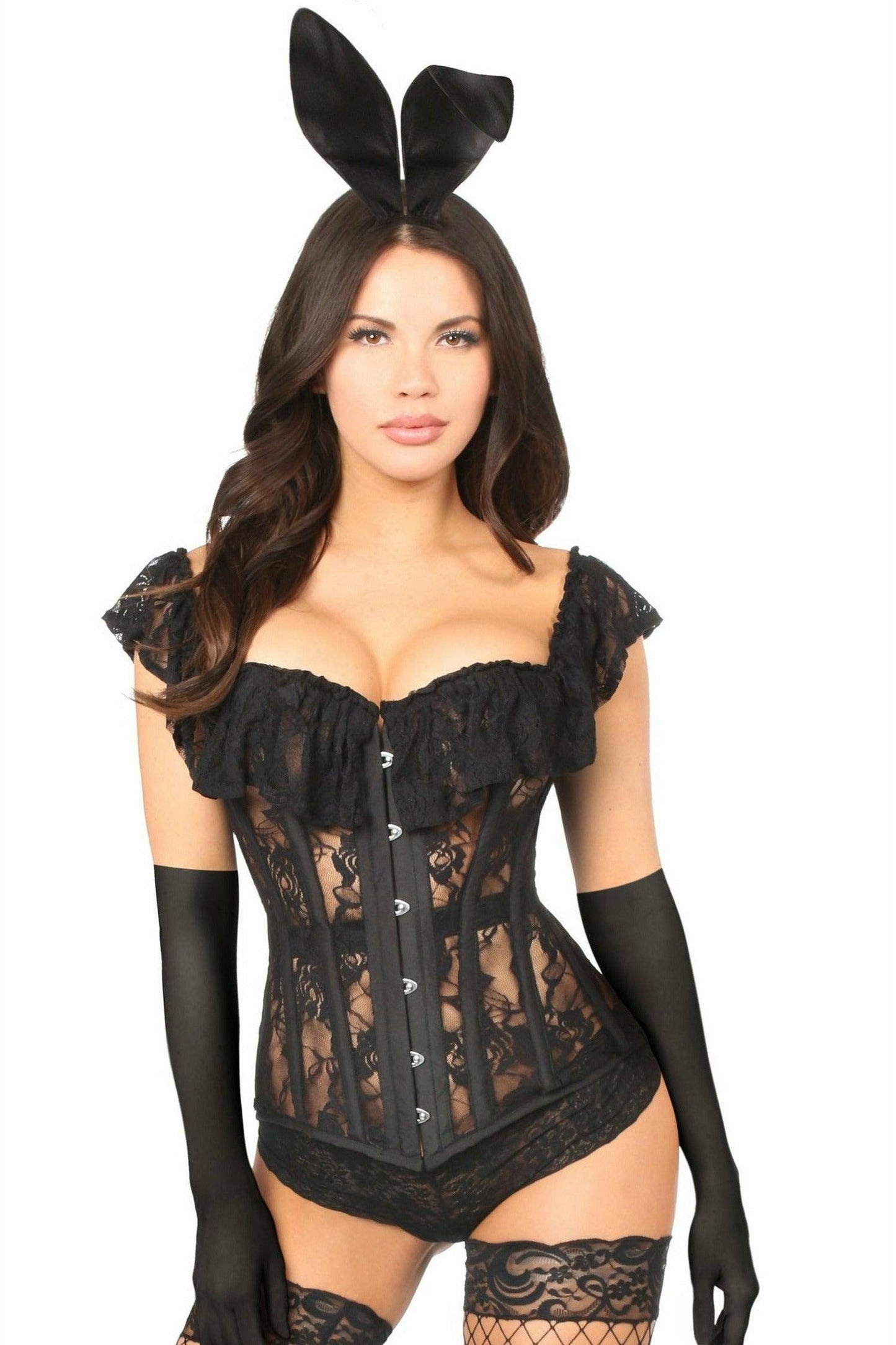 Top Drawer 4 PC Sheer Lace Bunny Corset Costume - Daisy Corsets