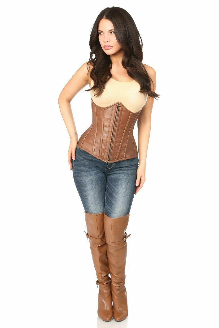 Top Drawer Faux Leather Underbust Corset - Daisy Corsets