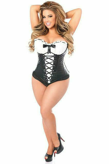 Top Drawer Faux Leather Peasant Top Steel Boned Corset - Daisy Corsets