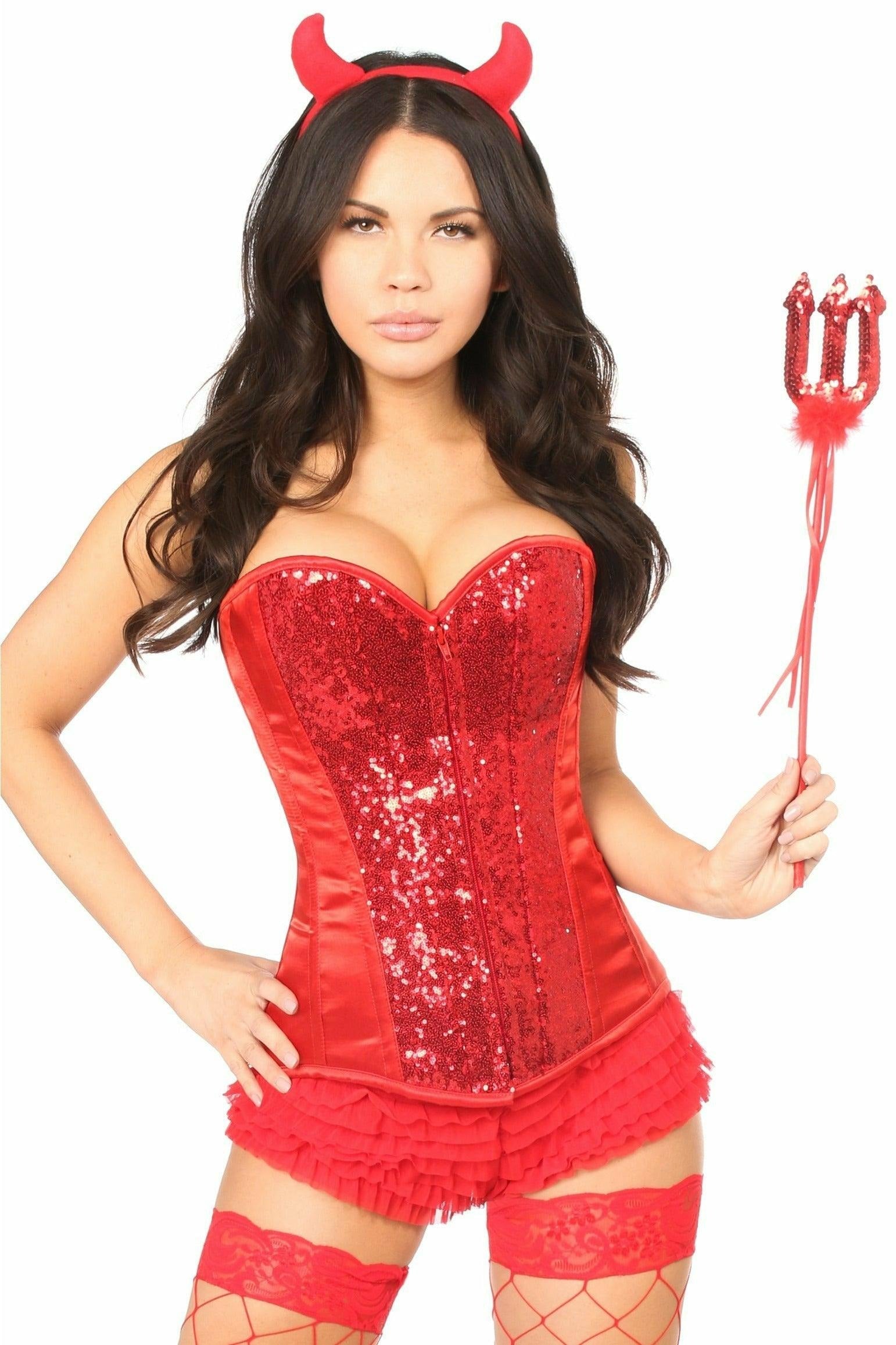 Top Drawer 4 PC Sexy Devil Corset Costume - Daisy Corsets