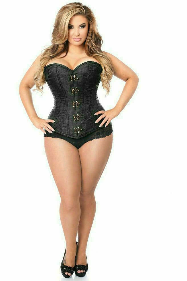 Top Drawer Black Brocade Steel Boned Corset w/Clasp Closure - Daisy Corsets