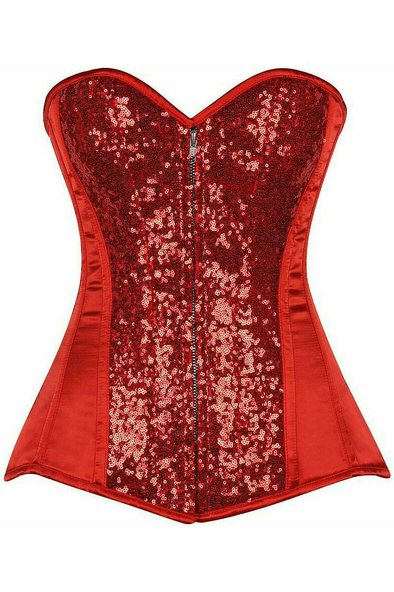 Top Drawer Red Sequin Steel Boned Corset