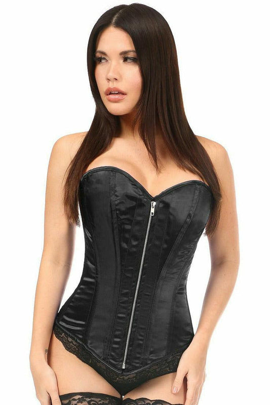 Top Drawer Black Satin Steel Boned Corset - Daisy Corsets