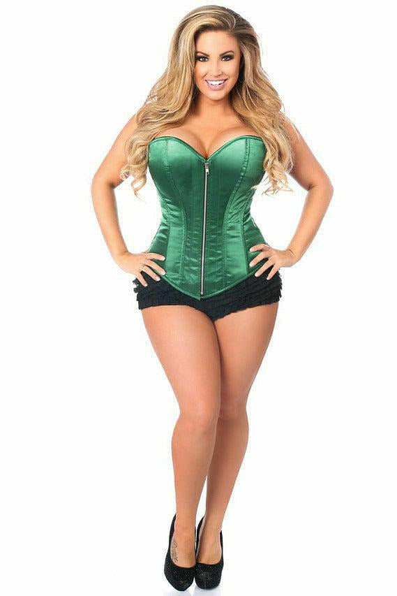 Top Drawer Dark Green Satin Steel Boned Corset - Daisy Corsets