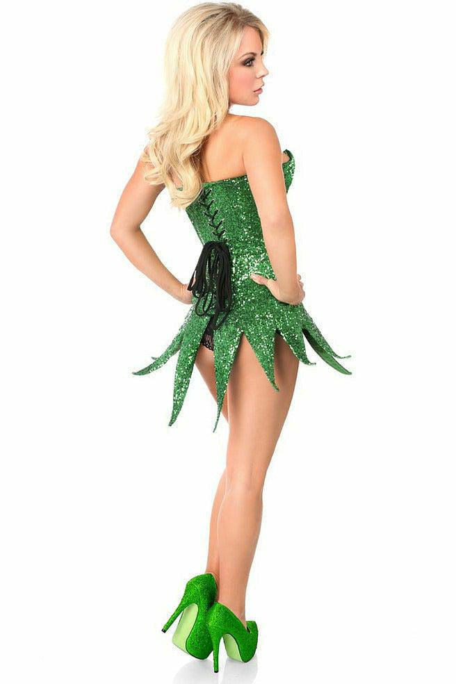 Top Drawer Green Sequin Steel Boned Corset Dress - Daisy Corsets