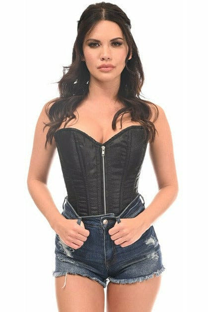 Top Drawer Black Brocade Steel Boned Corset