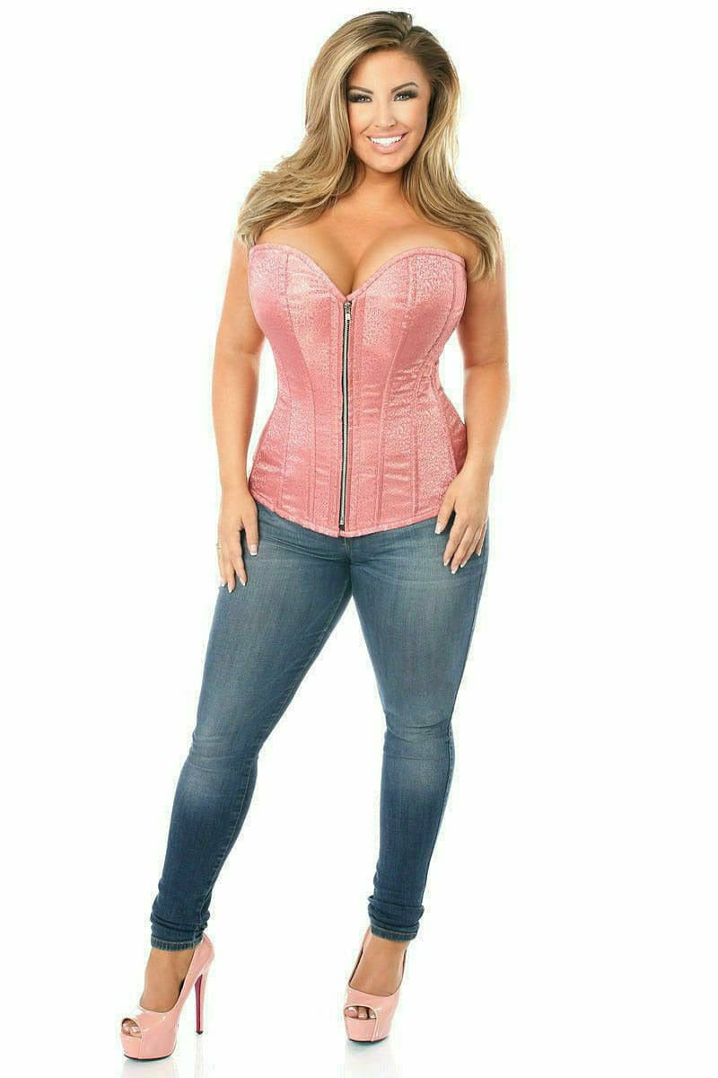 Top Drawer Dusty Rose Brocade Steel Boned Corset - Daisy Corsets