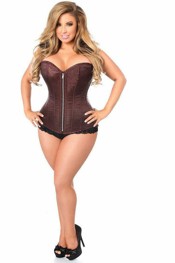 Top Drawer Brown Brocade Steel Boned Corset - Daisy Corsets